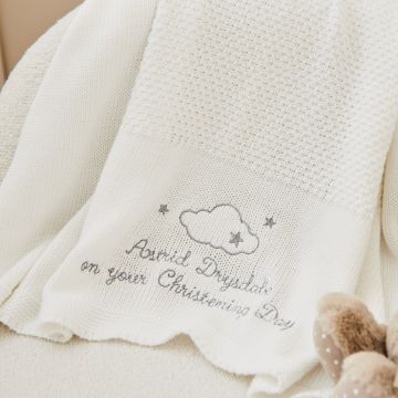Personalised Christening Ivory Cotton Baby Shawl