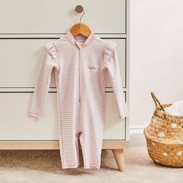 Personalised Pink Stripe All-in-One Swimsuit