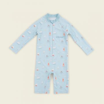 Personalised Blue All-in-One Swimsuit