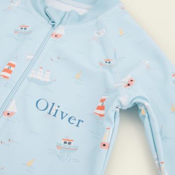 Personalised Blue All-in-One Swimsuit