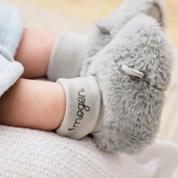 Personalised Pastel Grey Sock-Top Booties