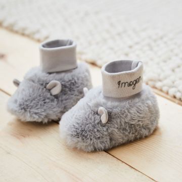 Personalised Pastel Grey Sock-Top Booties