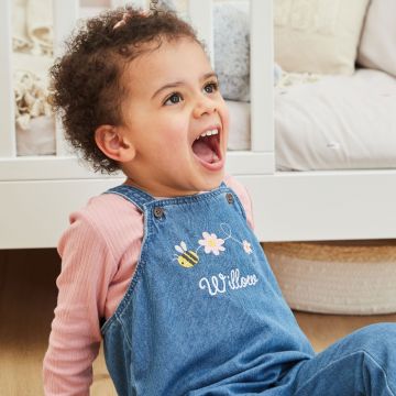 Personalised Bumblebee Denim Dungarees