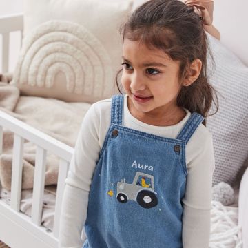 Personalised Farmyard Design Denim Dungarees