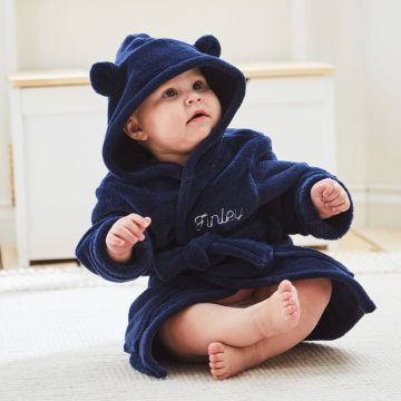 Personalised Navy Fleece Robe