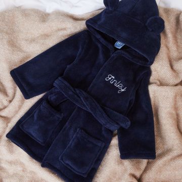 Personalised Navy Fleece Robe