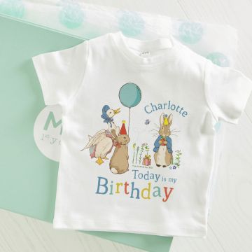 Personalised Peter Rabbit Birthday White T-Shirt
