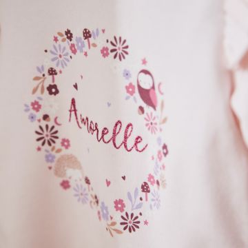 Personalised Pink Floral Frill Pyjama Set