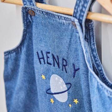 Personalised Space Denim Dungarees