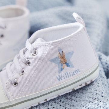 Personalised Peter Rabbit Baby High Top Trainers
