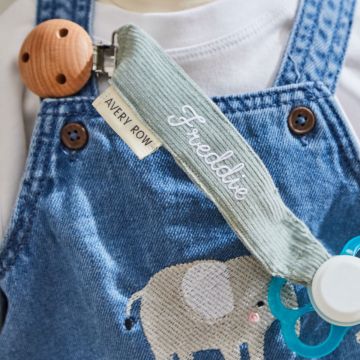 Personalised Blue Avery Row Corduroy Dummy Holder