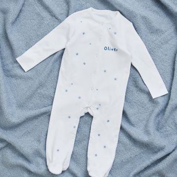 Personalised Blue Star Jersey Sleepsuit