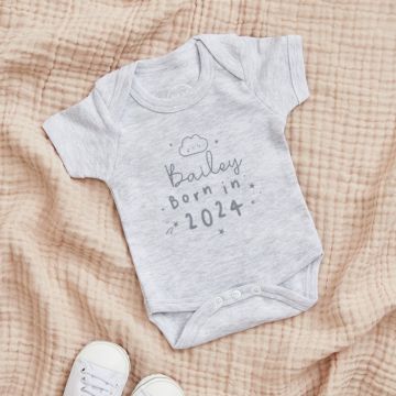 Personalised Born in 2024 Grey Bodysuit