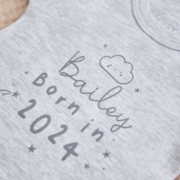 Personalised Born in 2024 Grey Bodysuit