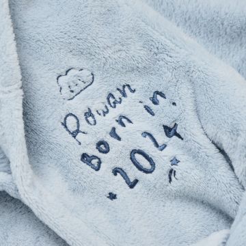 Personalised Born in 2024 Blue Fleece Robe with Ears