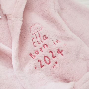 Personalised Born in 2024 Pink Fleece Robe with Ears