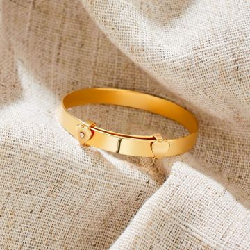 Gold Engraved Baby Keepsake Bangle with Diamond