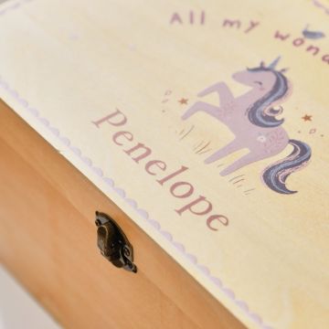 Personalised Unicorn Design Wooden Keepsake Box