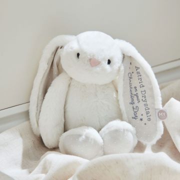 Personalised Christening Day White Bunny Soft Toy