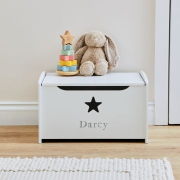 Personalised White Star Design Toy Box 