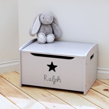 Personalised Grey Star Design Toy Box 