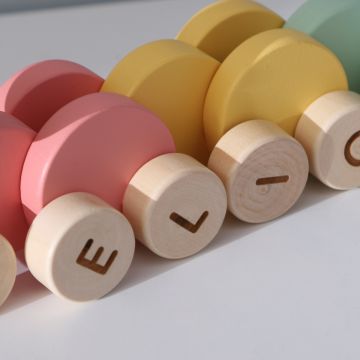 Personalised Colourful Pull Along Caterpillar