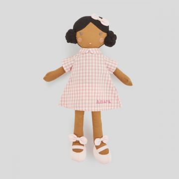 Personalised My 1st Doll in Pink Dress - Dark Hair