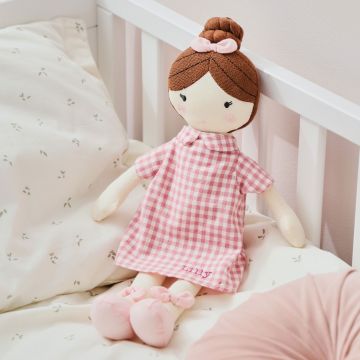 Personalised My 1st Doll in Pink Dress - Brown Hair
