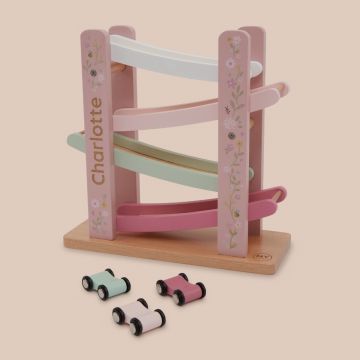 Personalised Pink Car Ramp Wooden Toy FSC®