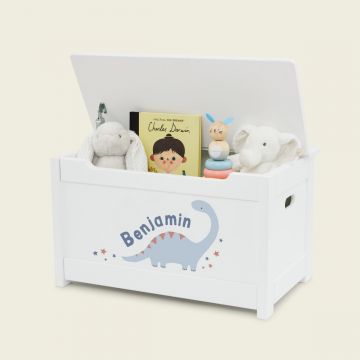 Personalised White One Dinosaur Design Panelled Toy Box