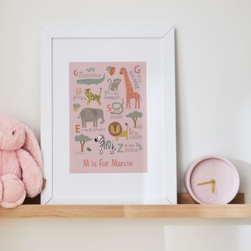 Safari Animal Pink Wall Art