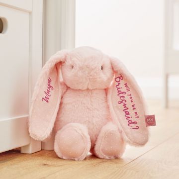 Personalised Will You Be My Bridesmaid Pink Bunny Soft Toy