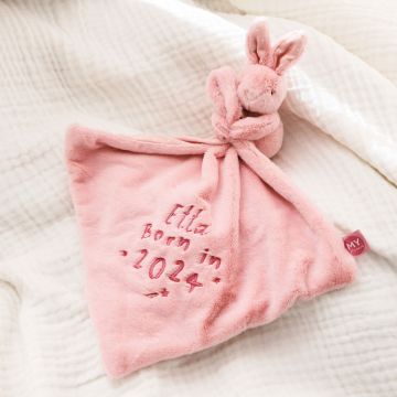 Personalised Born in 2024 Pink Bunny Comforter
