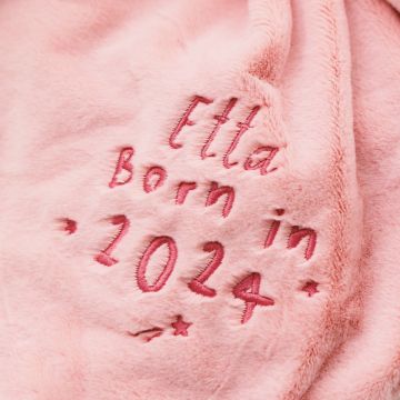 Personalised Born in 2024 Pink Bunny Comforter