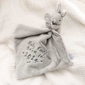 Personalised Born in 2024 Grey Bunny Comforter