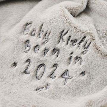 Personalised Born in 2024 Grey Bunny Comforter
