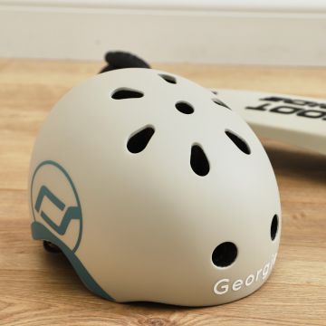 Personalised Scoot and Ride Grey Highway Kick 1 Scooter & Helmet Gift Set