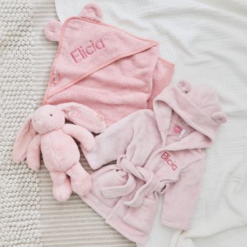 Personalised Pink Splash, Snuggle & Cuddle Gift Set