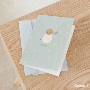 Personalised Blue New Baby Greetings Card