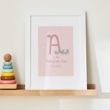 Personalised Pink Elephant Design Wall Art
