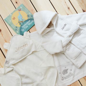 Personalised Born To Be Loved New Baby Essentials Ivory Gift Set