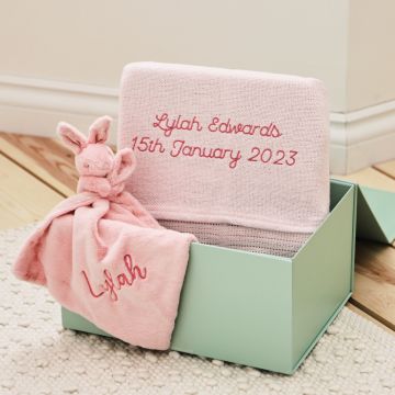 Personalised Pink New Baby Gift Set