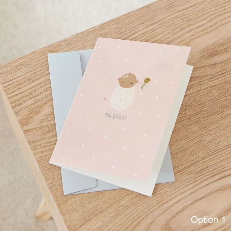 Personalised Pink New Baby Greetings Card