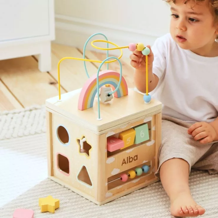 Personalised Wooden Activity Cube Toy FSC®