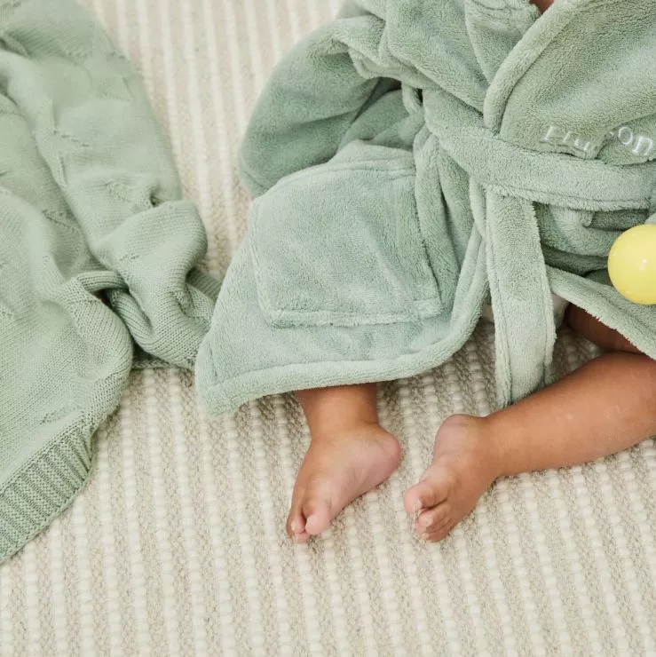 Personalised Sage Green Fleece Robe