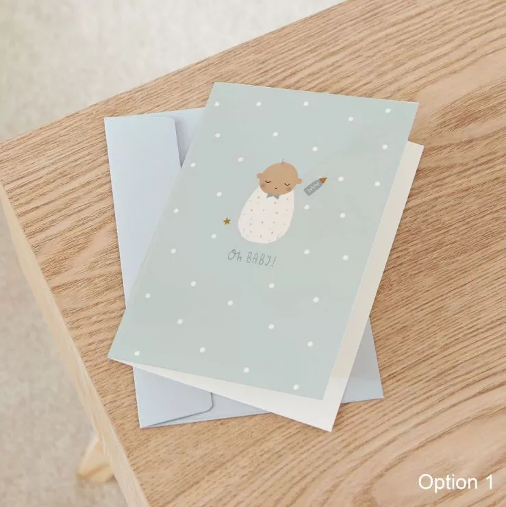 Personalised Blue New Baby Greetings Card