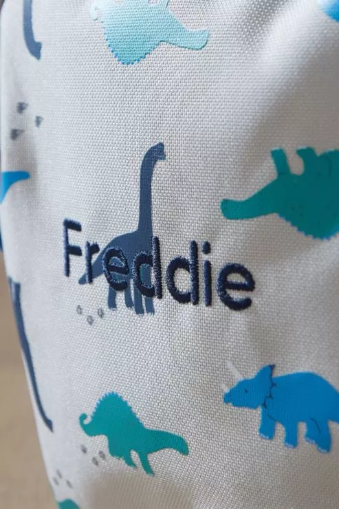 Personalised Grey Dinosaur Print Medium Backpack