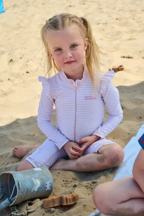 Personalised Pink Stripe All-in-One Swimsuit