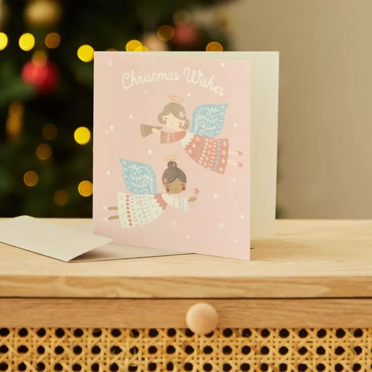 Pink Angel Christmas Card
