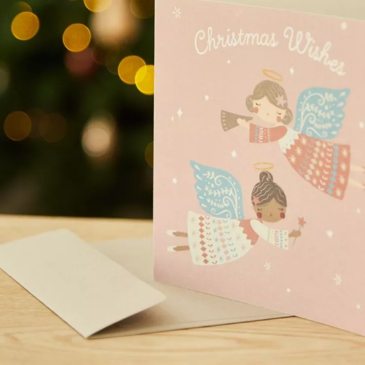Pink Angel Christmas Card